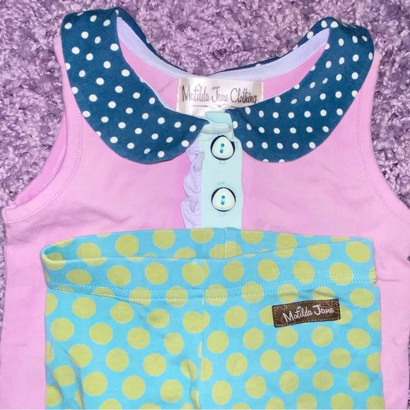 18m Matilda Jane Lavender Tank & Ruffle Polka Dot Leggings Matching Set Outfit - Picture 7 of 8